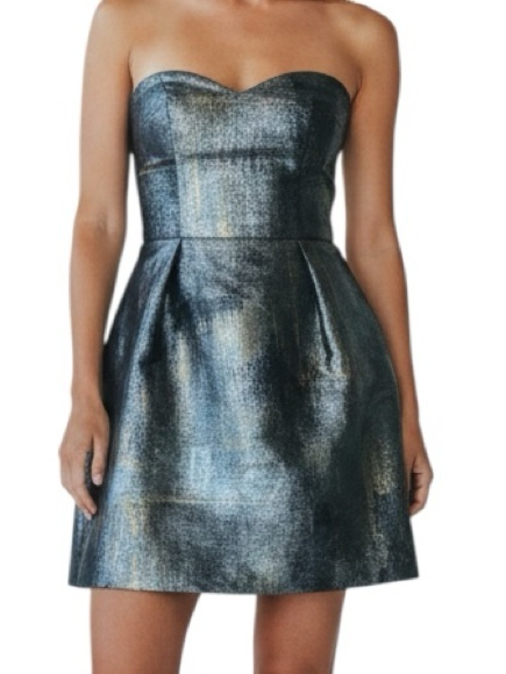 Eight Sixty Strapless Metallic Slate Blue Party Dress